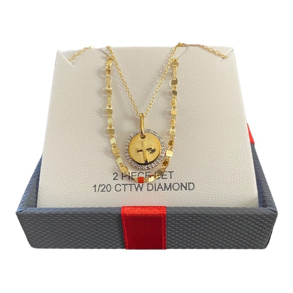 Womens 2-pc. Diamond Accent Necklace Set in 14K Gold Over Silver, 18” Chain, NWT - Picture 7 of 7